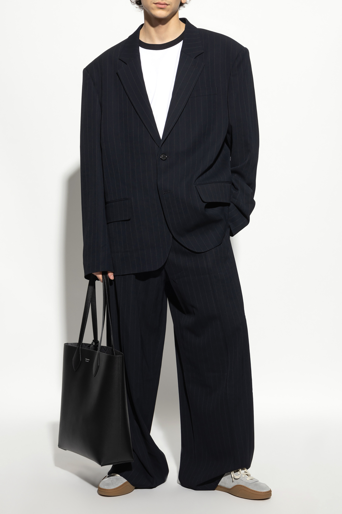 ボトムスその他 Acne Studios Double-Breasted Black Blazer With Pinstripe Acne Studios - Double-breasted pinstripe jacket - Black